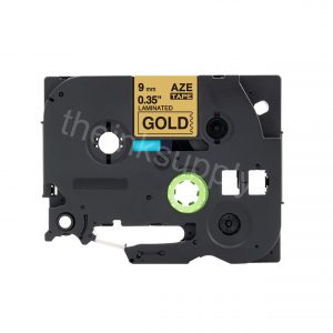 theinksupply compatible Brother Tze-821 Sticker Label Tape (9mm Black on Gold)