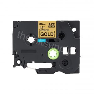theinksupply compatible Brother Tze-861 Sticker Label Tape (36mm Black on Gold)