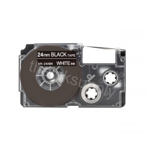 theinksupply compatible Casio XR-24ABK Sticker Label Tape (24mm White on Black)