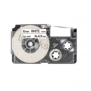 theinksupply compatible Casio XR-6WE Sticker Label Tape (6mm Black on White)