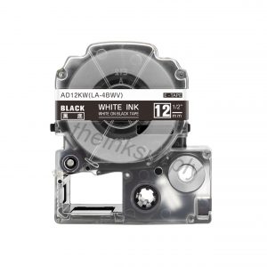 theinksupply compatible Epson LK-4BWV Laminated Sticker Label Tape (12mm White on Black)