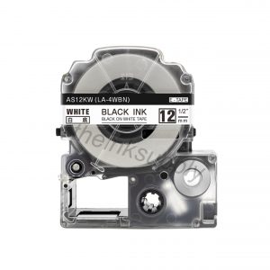 theinksupply compatible Epson LK-4WBN Laminated Sticker Label Tape (12mm Black on White)