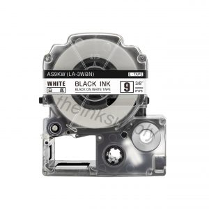 theinksupply compatible Epson LK-3WBN Laminated Sticker Label Tape (9mm Black on White)