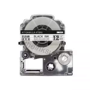 theinksupply compatible Epson LK-4TBN Laminated Sticker Label Tape (12mm Black on Clear)